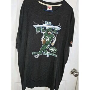 Homage Aaron Rodgers T Shirt NFL Blitz New York Jets Black 2XL Gray